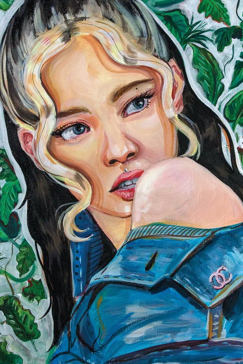 Pop culture portrait of Jennie from Blackpink by icanvas artist Forrest Stuart