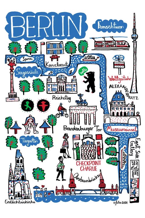 wall art of Berlin major landmarks by icanvas artist Julia Gash