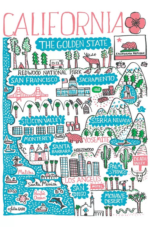 California art of major landmarks by icanvas artist julia gash