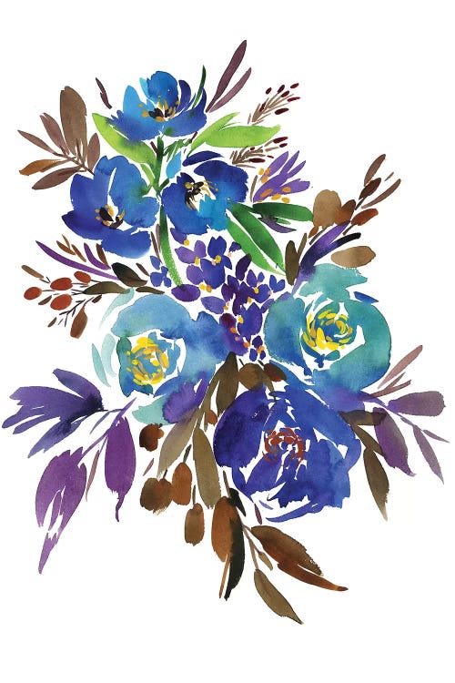 Floral art of blue flowers by icanvas artist Gosia Gregorczyk 
