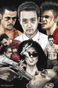 Ink art of characters from Fight Club by iCanvas artist Inked Ikons