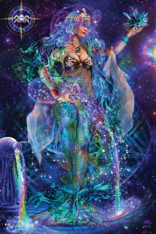 Psychedelia art of Aquarius woman by new icanvas creator Jumbie