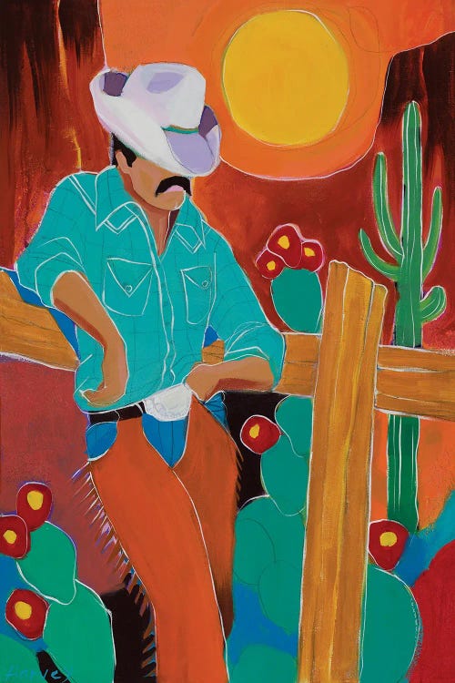 Southwestern art of cowboy by new icanvas artist Kristin Harvey