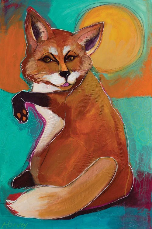 Southwestern painting of a fox by new creator Kristin Harveu