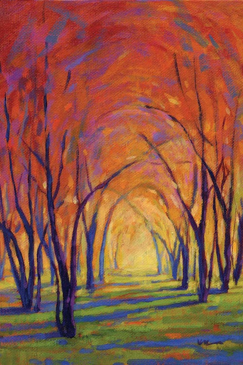 Wall art of a path between trees in fall by new icanvas artist Konnie Kim