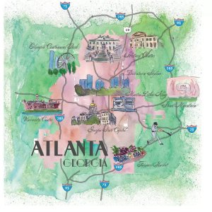 Atlanta art featuring map of landmarks by icanvas artist Markus and Martina Bleichner