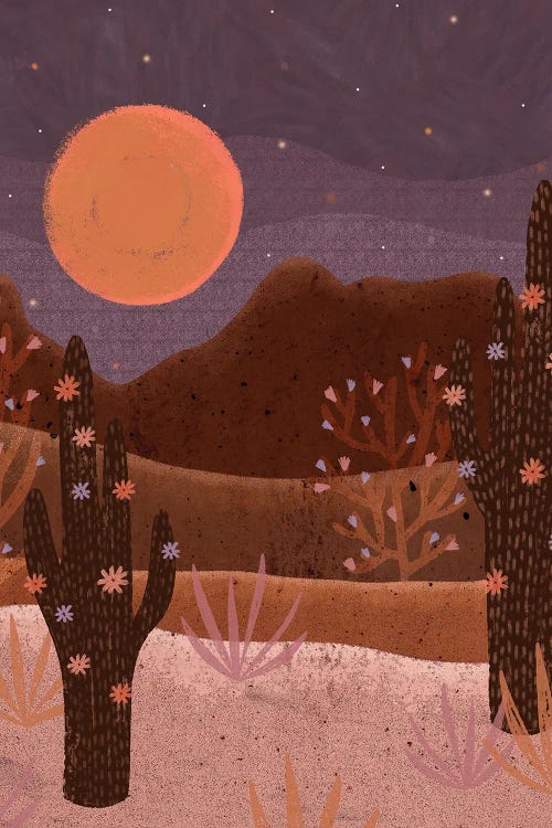 Wall art of desert below moon by new icanvas creator Olivia Burki