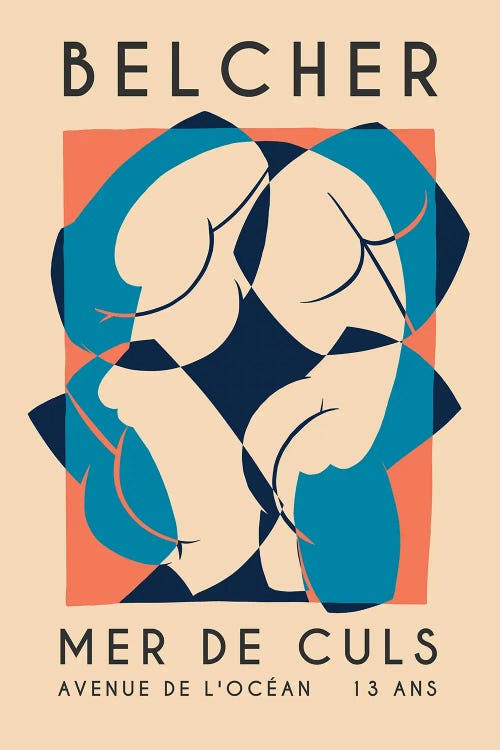 Soft poster of Belcher album with abstract butts by new icanvas artist Ross Coskrey