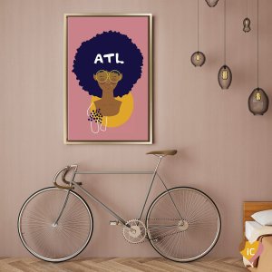 Atlanta art of black woman with ATL in afro by icanvas artist sheisthisdesigns
