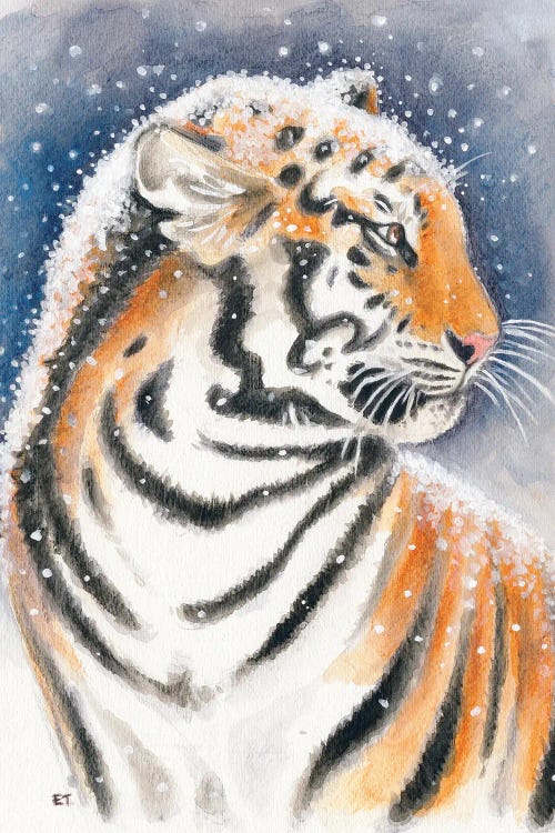 Wall art of tiger in snow by new icanvas creator Seven Sirens Studios