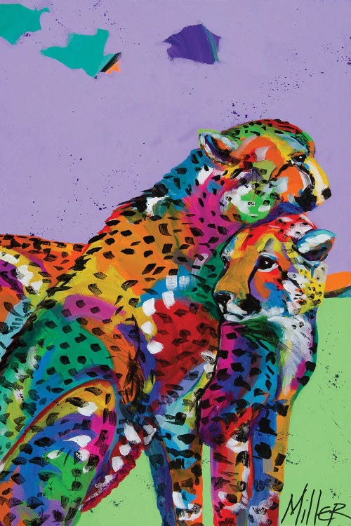 colorful animal portrait of two cheetahs by new icanvas creator Tracy Miller