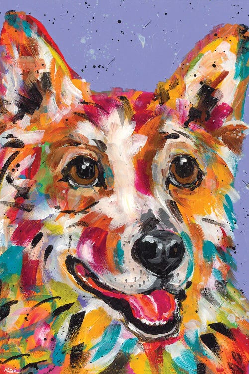 Colorful painting of a corgi by new creator Tracy Miller