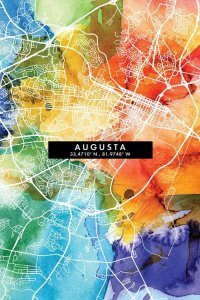 Georgia home decor colorful map of Augusta