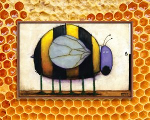 bee art of a round bee illustration by icanvas artist Daniel Patrick Kessler