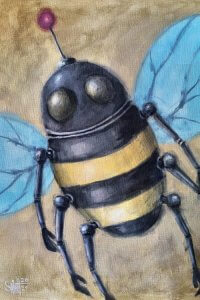Bee art of a robot bee by icanvas artist flight of the bumblebee