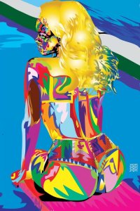 Street art of Rihanna's backside covered in colorful abstracts by iCanvas artist Technodrome1