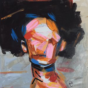 Abstract faceless woman with afro hair
