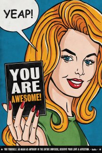 Comic book woman with you are awesome sentiment