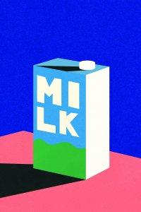 Minimalist graphic design print of a milk carton.