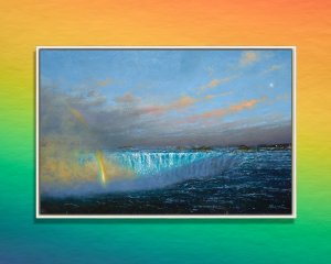 Niagra falls water with rainbow