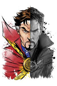 Sorcerer Supreme half color half black and white
