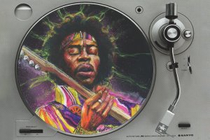 Colorful Jimi Hendrix on a vinyl