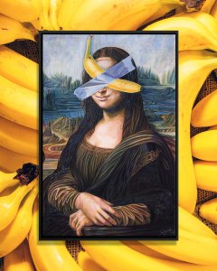 Mona Lisa with banana taped to face