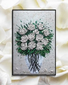 NKH115-ls Vase of white roses