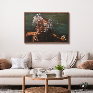 Woman blowing bubbles underwater