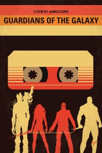 Silhouettes of Guardians of the Galaxy characters with mixtape