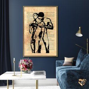 Room-Shot-DSS94 Outline of two nude men hugging on top of a book page