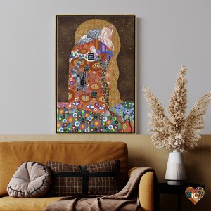 Cats hugging each other wearing patterned dresses