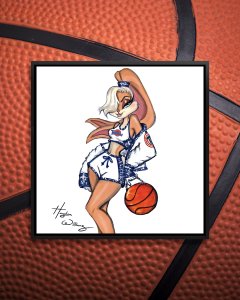 Lola Bunny wearing tune squad uniform and holding basketball