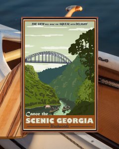 Poster of Georgia with river and a bridge