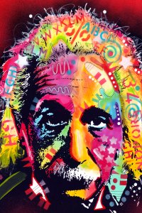 A colorful portrait of Albert Einstein
