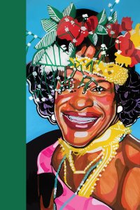Marsha P Johnson portrait with flowers in her hair