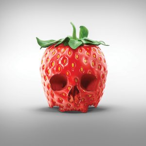 Strawberry in the shape of a skull