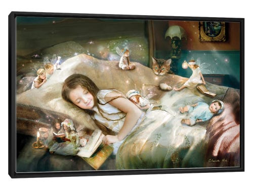 Charlotte Bird - art of little girl in bed with a book