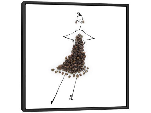 Gretchen Roehrs photograph - line drawing of woman with coffee bean dress