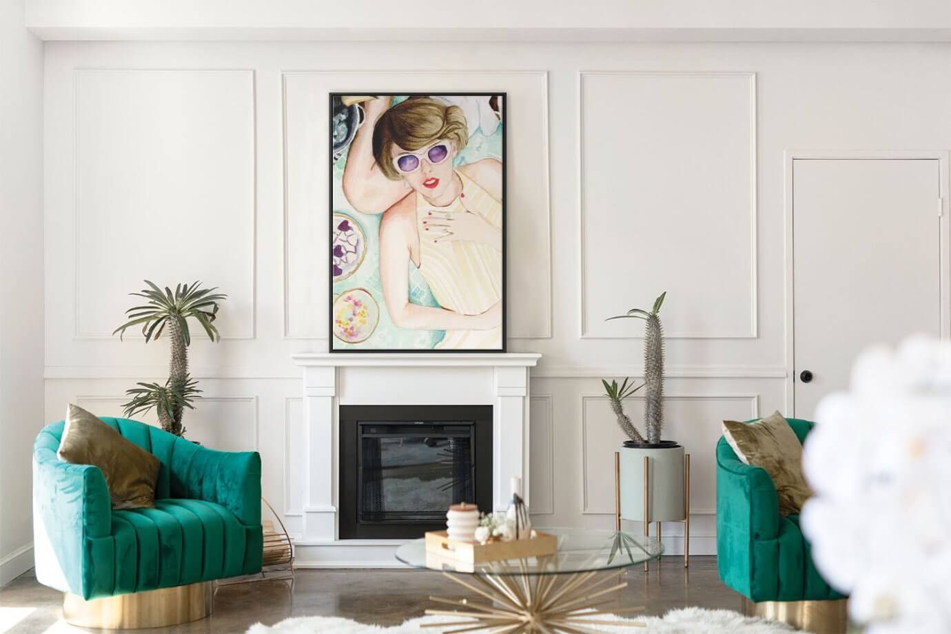 Taylor Swift from the Blank Space in contemporary living room.