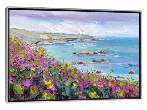 lisa elley painting - oceanfront view surrounded by flowers