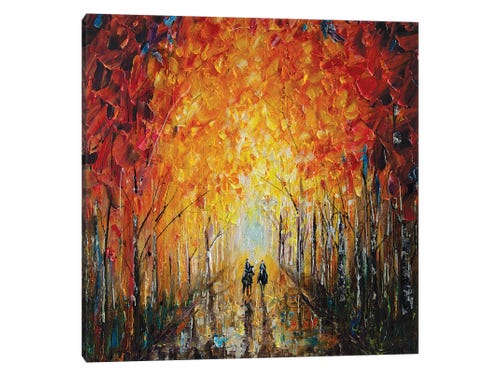 olen art painting - horseback riding in autumn forest