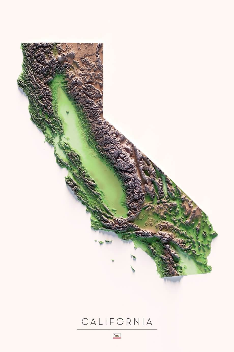 trobart maps digital art - map of california