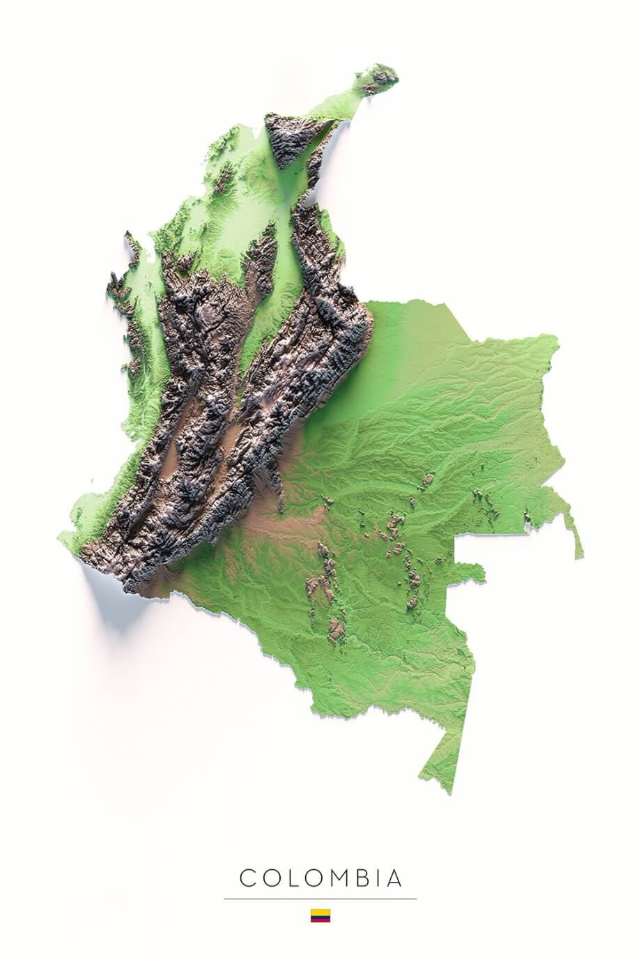 trobart maps digital art - map of colombia