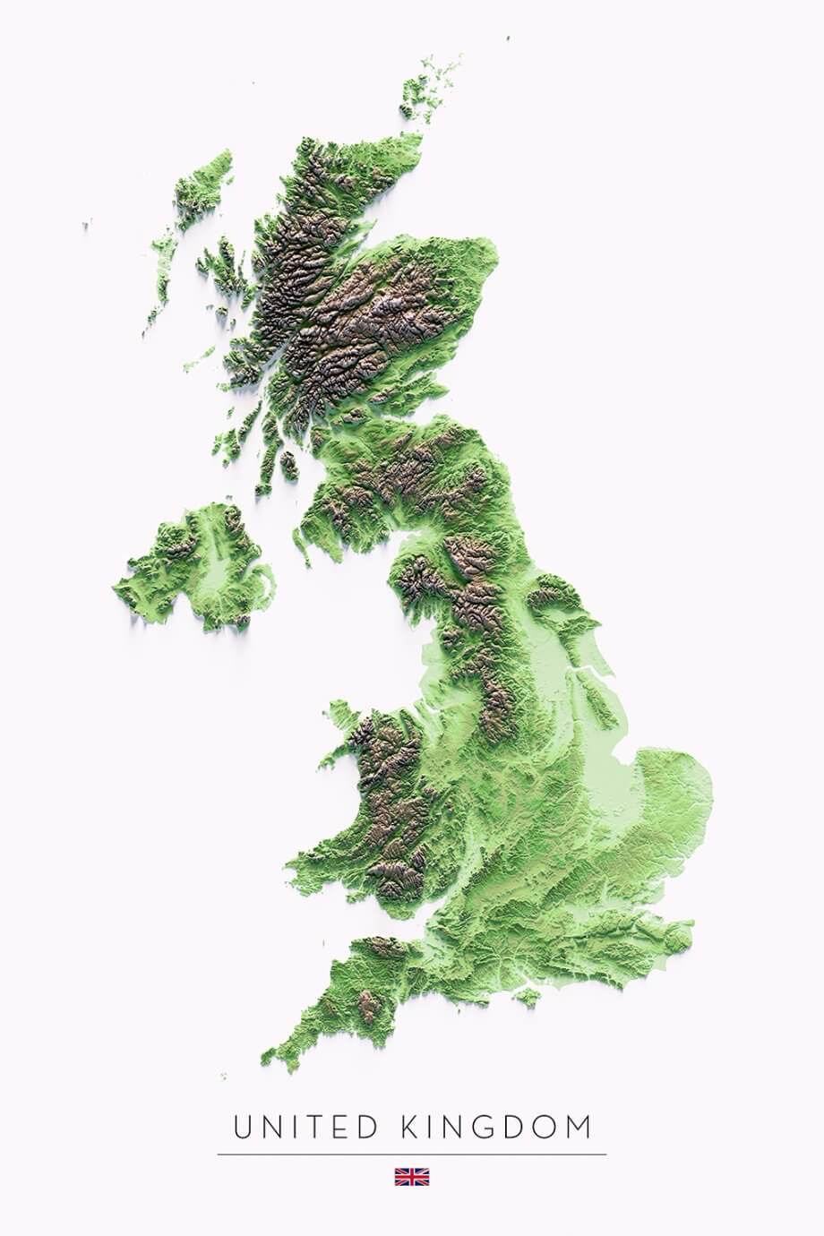 trobart maps digital art - map of the united kingdom