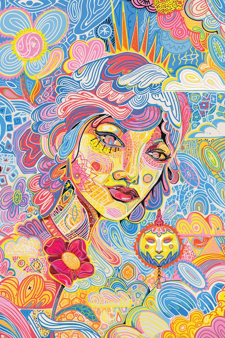Yo Az digital art - colorful portrait of woman