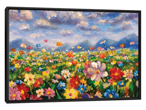 Valery Rybakow painting - flower field in the mountains