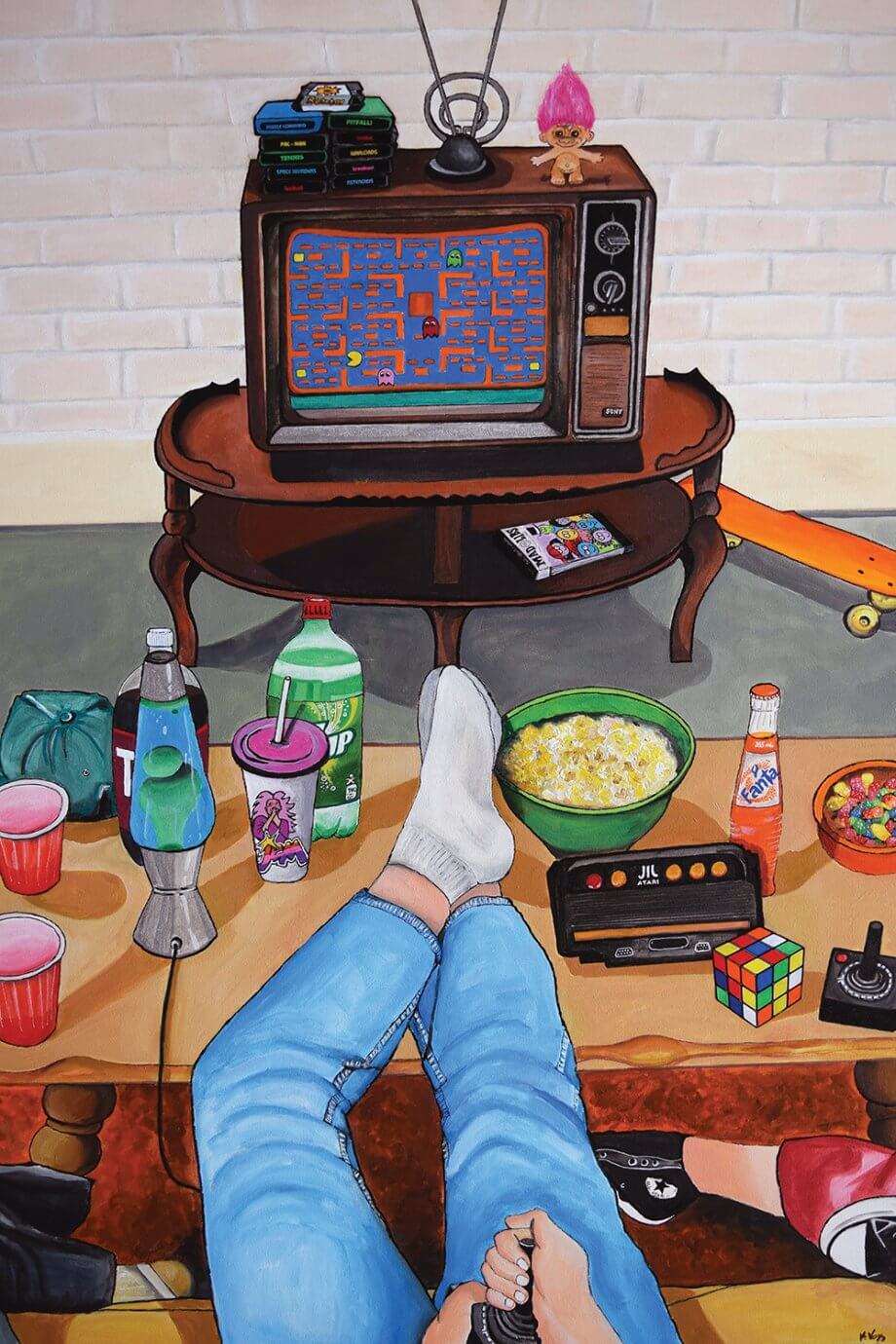 kristin voss painting - retro tv art