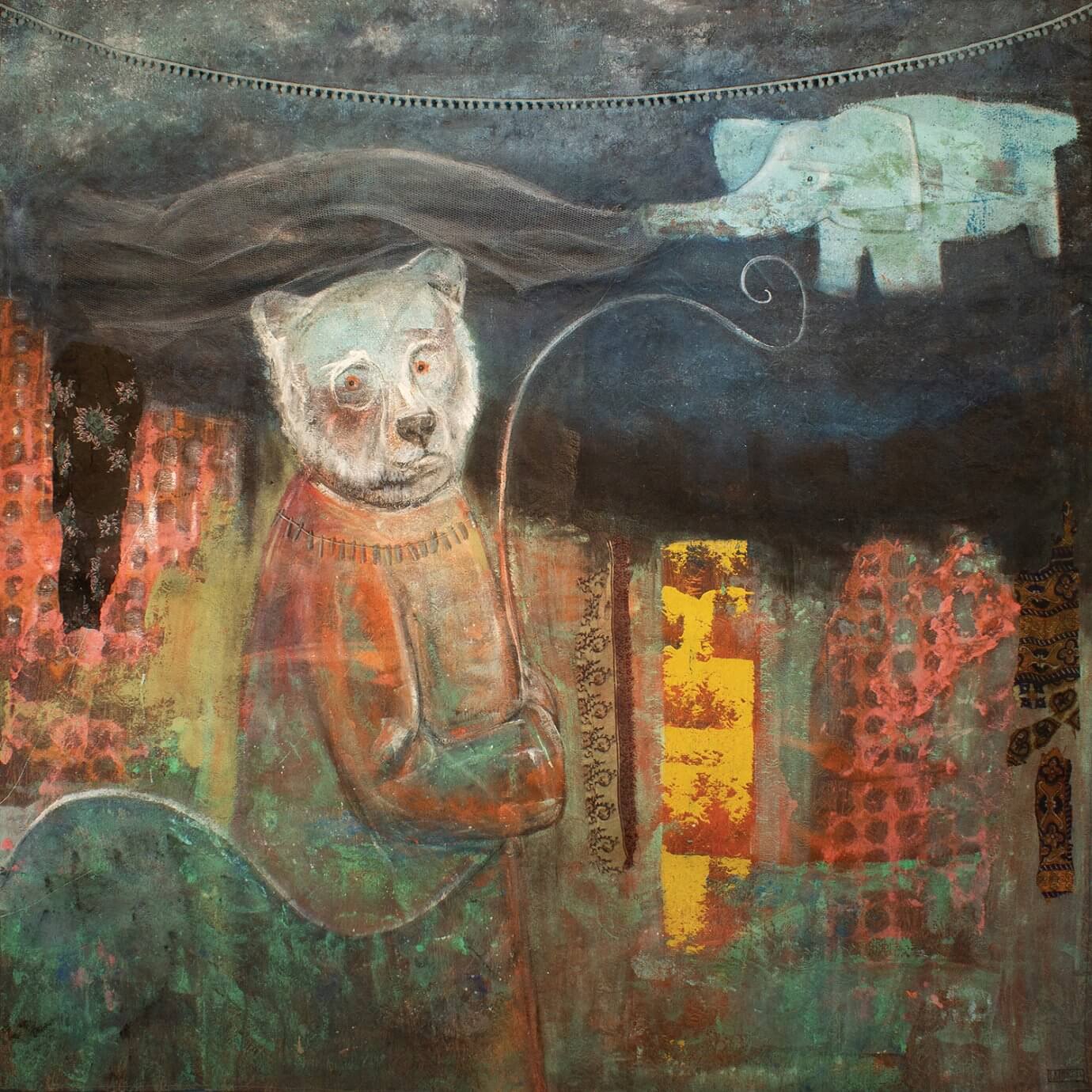 linda mitchell painting - bear and elephant