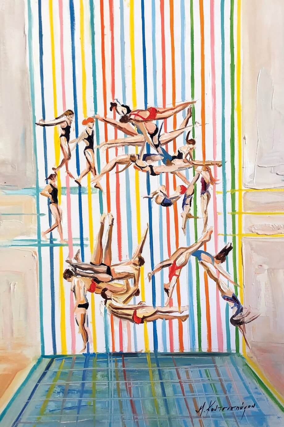 Marina Koutsospyrou painting - people floating